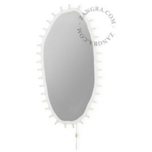Oglinda ovala alba din lemn cu LED-uri 72x150 cm Alana Zangra