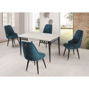 Set masa extensibila cu 4 scaune tapitate Homs Smarald 130-x-80-cm