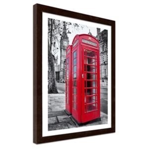 CARO Imagine în cadru - A Red Telephone Box In London 60x80 cm Maro