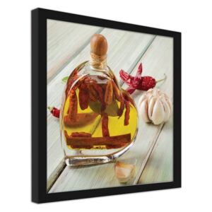 CARO Imagine în cadru - A Bottle Of Olive Oil On A Wooden Table 20x20 cm Negru