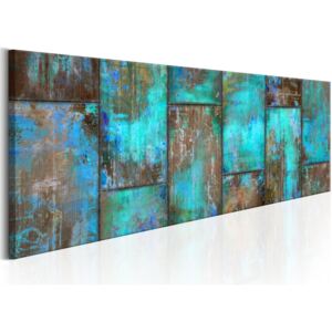 Tablou pe pânză - Metal Mosaic: Blue 150x50 cm