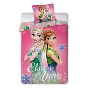 Lenjerie de pat pentru copii Frozen Sisters roz 140x200 cm