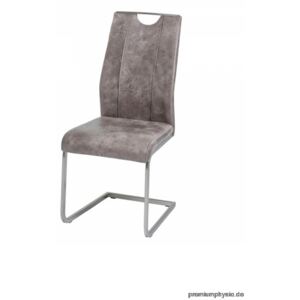 Set de 2 scaune Scalea imitatie piele/metal, gri, 43 x 102 x 58 cm