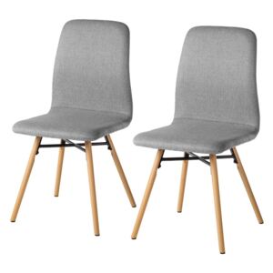 Set 2 scaune Daleras tesatura/ lemn masiv, gri, 43 x 86 x 55 cm