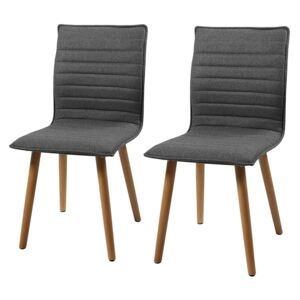 Set de 2 scaune tapitate Kean I tesatura/lemn, gri, 44 x 88 x 55.5 cm