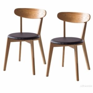Set de 2 scaune Bogmoor cu suport din lemn masiv/tesatura, maro/negru, 48 x 79 x 42 cm