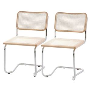 Set de 2 scaune Holm tesatura/fag/metal, crem, 48 x 85 x 56 cm