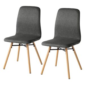 Set 2 scaune Daleras tesatura/ lemn masiv, gri inchis, 43 x 86 x 55 cm