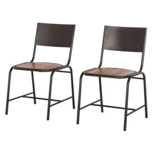 Set de 2 scaune Atelier salcam/metal, maro inchis, 47 x 90 x 50 cm