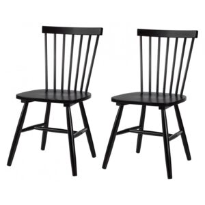 Set de 2 scaune Jalenas din lemn/cauciuc, negru, 49 x 86 x 49 cm