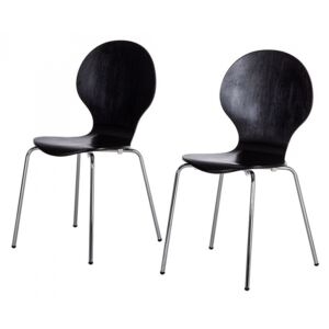 Set de 2 scaune Bristol I furnir/lemn/metal, negru, 47 x 87 x 53 cm