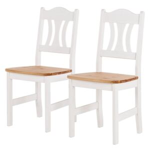 Set de 2 scaune Bastide din pin masiv lacuit, alb, 44 x 92 x 45 cm