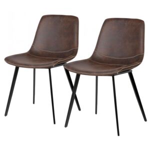 Set de 2 scaune Teini tapitate, tesatura/otel, maro, 48 x 77 x 60 cm