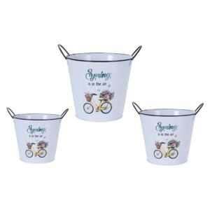 Set recipiente ghiveci Flower bicycle, 3 buc