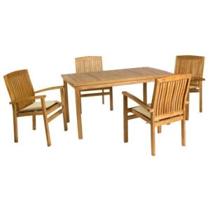 Set masa dining cu 4 scaune pentru exterior Teak Santiago Pons