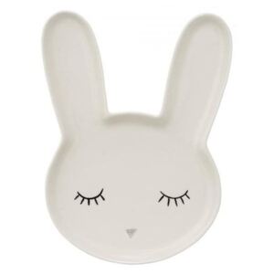 Farfurie din ceramică pentru copii Bloomingville Smilla Bunny, alb