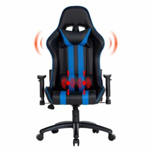 Scaun Gaming SIG 003, funcție șezlong, 180 grade, Negru/Albastru, cu masaj lombar