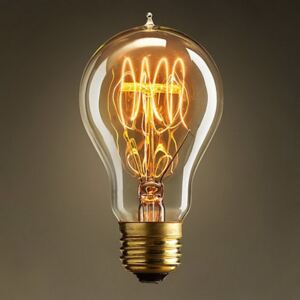 Bec Edison Vintage cu lumină caldă, dimabil (reglabil), Filament în buclă (Quad Loop), 40W, E27
