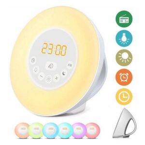 Lampă LED RGB de veghe dimabilă cu ceas deșteptător și radio FM LED/5V/3xAAA Grundig