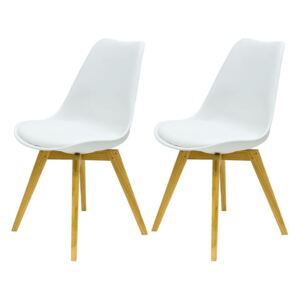 Set de 2 scaune Bess plastic/stejar, alb, 48 x 82 x 54 cm