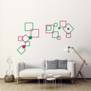 GLIX Decorative squares III.- autocolant de perete Verde și roz 2 x 60 x 30 cm