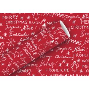 Hârtie pentru ambalat cadouri model urări de Crăciun 200x70 cm