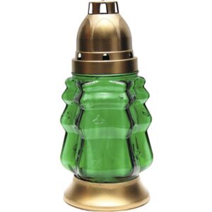 Candelă sticlă brad mini 50-7M-V verde/auriu, durata de ardere 10 h
