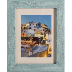 Rama foto Marbella, aspect de lemn, turcoaz 13x18 cm