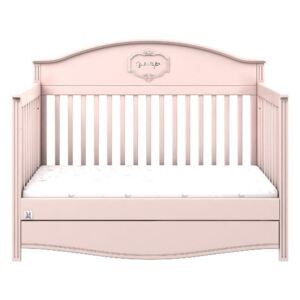 Pătuț variabil pentru copii cu sertar BELLAMY GoodNight, 70 x 140 cm, roz