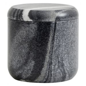 Recipient cu capac negru/gri din marmura 10x10 cm Black Marble Jar Nordal