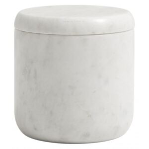 Recipient cu capac alb din marmura 10x10 cm Marble Jar Nordal