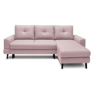 Canapea extensibilă cu șezlong pe partea dreaptă Bobochic Paris Calanque, roz deschis