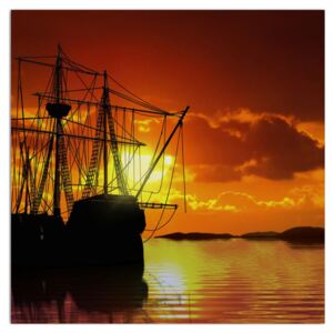 Tablou cu navă în apus de soare (Modern tablou, K011284K3030)