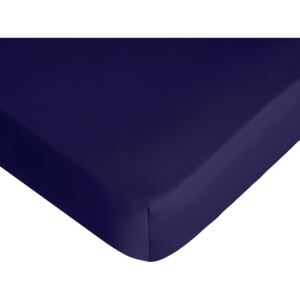 Cearceaf de pat cu elastic Descamps Satin Sublime 90x200cm, Albastru Marin