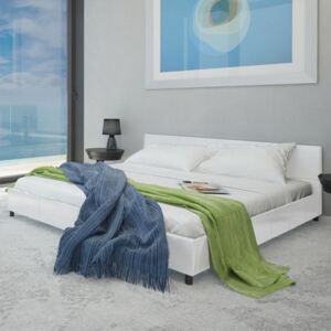 Cadru de pat alb 140 x 200 cm piele artificială