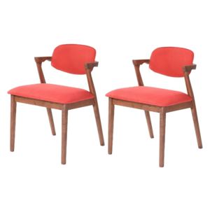 Set 2 scaune tapitate cu stofa water resistant Ivonne Red, l59xA55xH79,5 cm