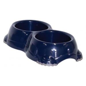 Castron antiderapant Smarty Bowls dublu 2x645 ml Albastru