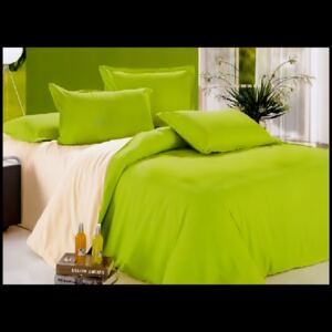 Lenjerie de pat pentru o persoana cu husa de perna dreptunghiulara Sicilia bumbac satinat gramaj tesatura 120 g mp Verde