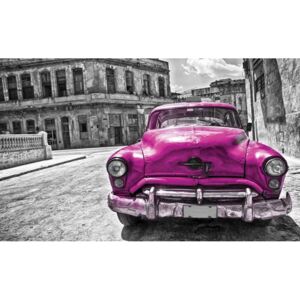 Buvu Tablou canvas: Mașină americană de epocă (roz) - 75x100 cm
