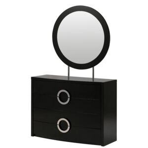 Oglindă rotundă pentru masa de toaleta, negru, 80 x 80 cm