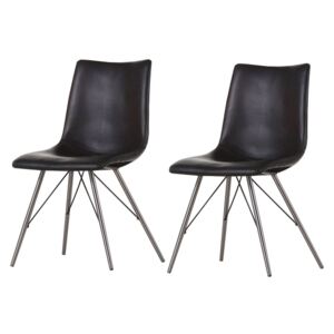 Set de 2 scaune Telford, piele sintetica, negru