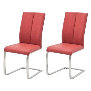 Set de 2 scaune Sayreville II, piele sintetica, rosie