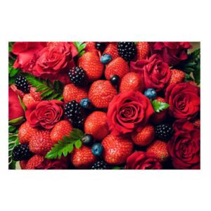 Panou decorativ, protectie plita, Trandafiri&Fructe, 60x50 cm