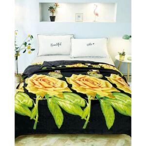 Patura de pat cocolino 230x200, RozFleece, trandafiri aurii