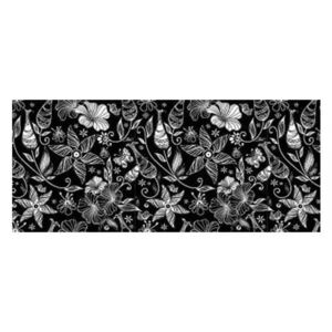 Panou bucatarie, protectie plita, aragaz, antistropire, print UV model Tapet Floral Alb Negru, 60x50 cm