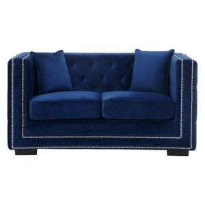 Canapea fixă catifea Chester Dark Blue Royal 2 locuri cu perne