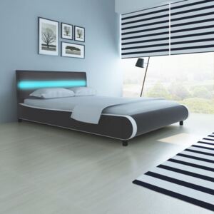 Cadru pat cu LED, gri, 140 x 200 cm, piele artificială