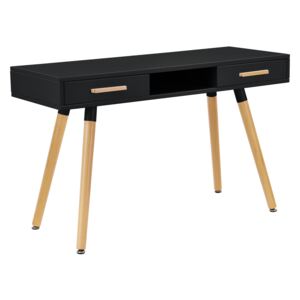 [en.casa]® Birou design Retro Style, MDF/lemn de fag, 75 X 120 X 45 cm, negru