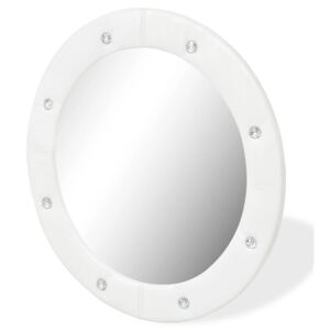 Oglindă de perete, alb lucios, 60 cm, piele ecologică