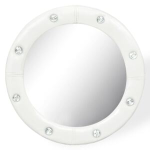 Oglindă de perete, alb lucios, 40 cm, piele ecologică